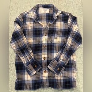 Old Navy Kids Blue Plaid Flannel Button-Up Shirt Size S (6-7)